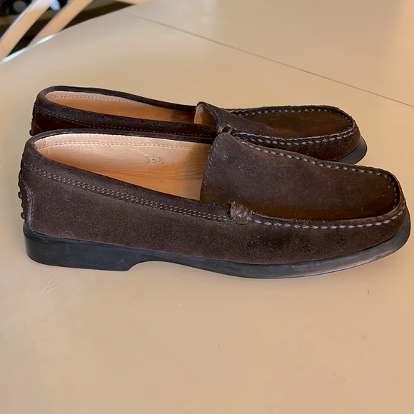 TOD'S DRIVING SHOES BROWN SUEDE Leather SIZE 5.5 Loafers Square Toe - Picture 2 of 11